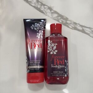 Bath & Body Works Forever Red Vanilla Rum Body Cream 8oz Body Wash 10oz LOT2 NEW